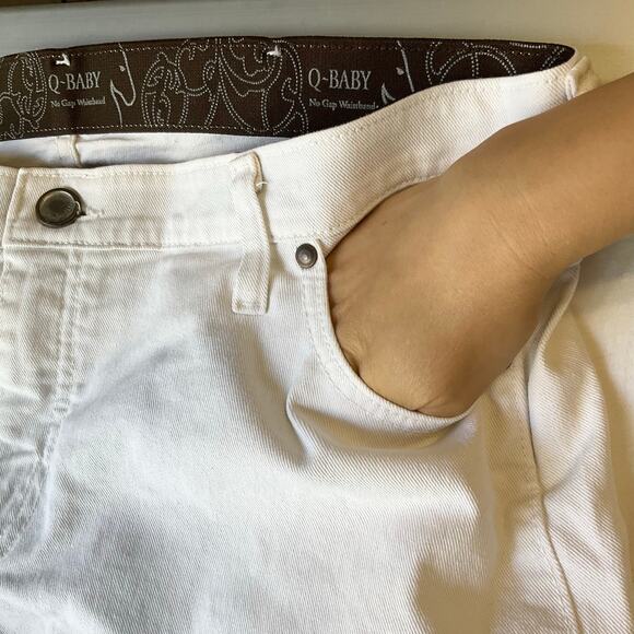 Q-Baby Women Slim Jeans size 17/18 x 34 White Mid Rise Stretch No Gap Waistband - Picture 8 of 12